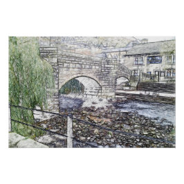 Pôster Ponte histórica de carga em Hebden Bridge