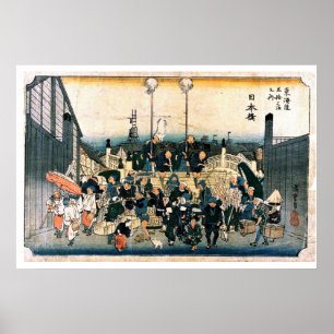Poster Ponte japonesa velha Ukiyo-e