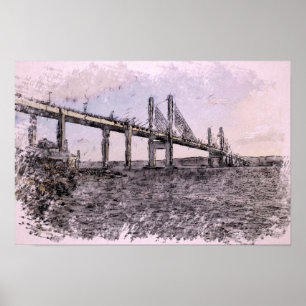Poster Ponte Kessock Inverness Aquarela Artística