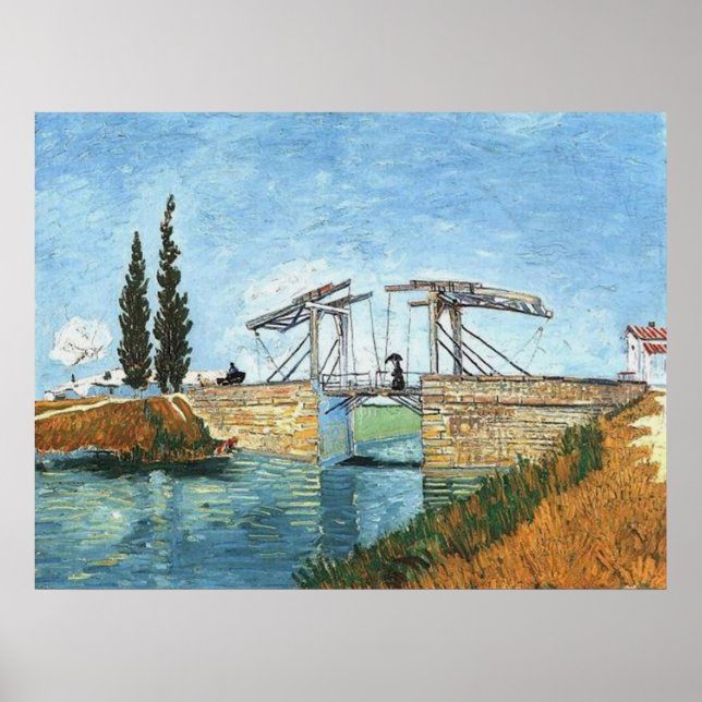 Pôster Ponte Langlois em Arles por Vincent van Gogh (Frente)