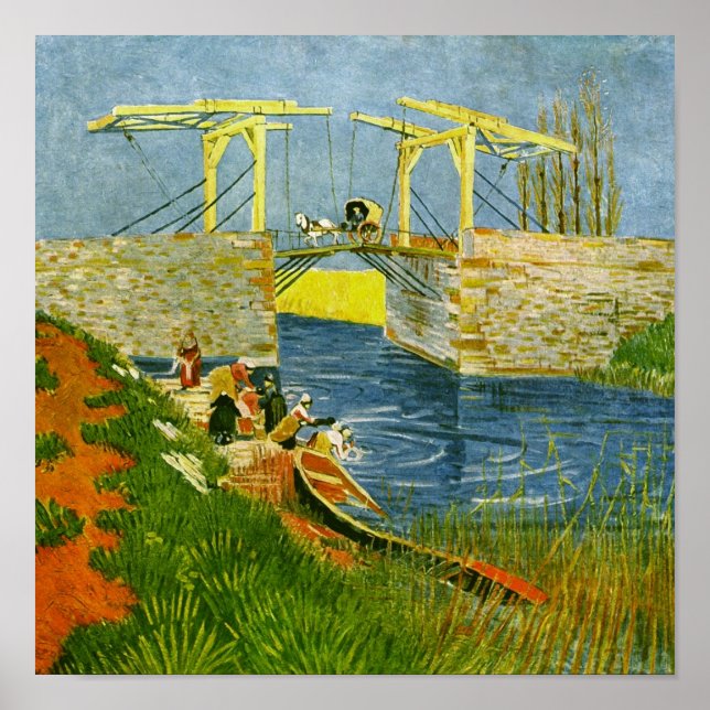 Pôster Ponte Langlois em Arles Van Gogh Fine Art (Frente)