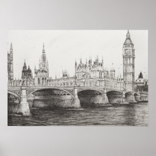 Pôster Ponte Londres Reino Unido de Westminster.