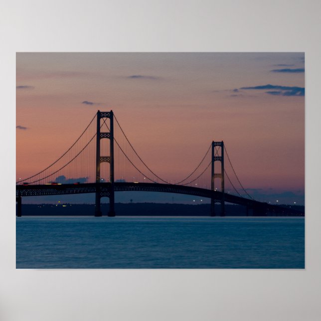 Pôster Ponte Mackinac Em Dusk (Frente)