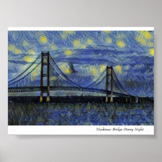 Poster Ponte Mackinac Starry Night