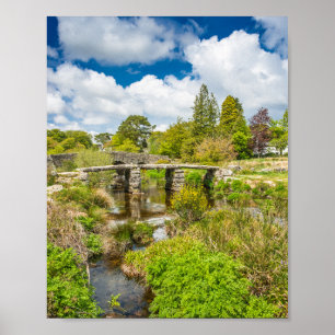 Poster Ponte medieval do clapper sobre o rio em Dartmoor,