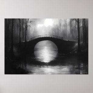 Poster Ponte Misteriosa Sobre Águas Serenas – Monocromáti