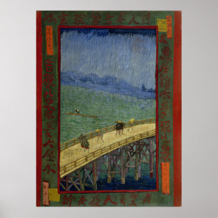 Pôster Ponte na chuva após Hiroshige por Vincent van Gog
