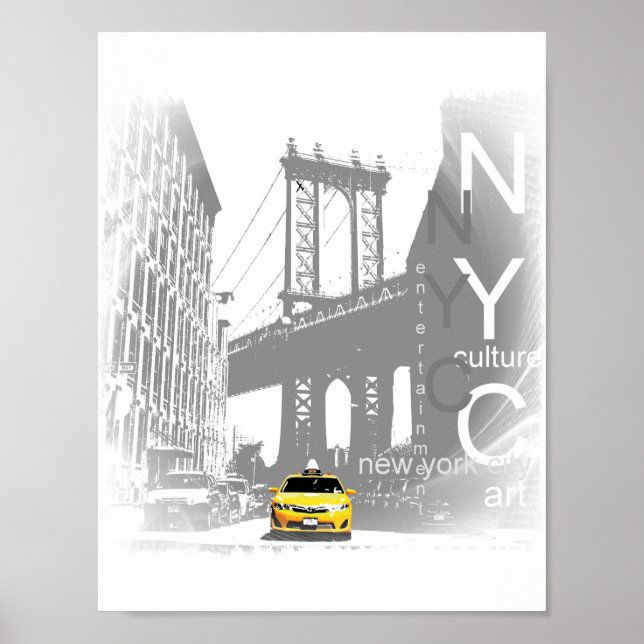 Pôster Ponte Nova Iorque Nyc Yellow Taxi Brooklyn (Frente)