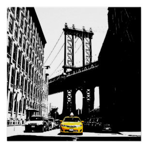 Pôster Ponte Nova Iorque Nyc Yellow Taxi Brooklyn