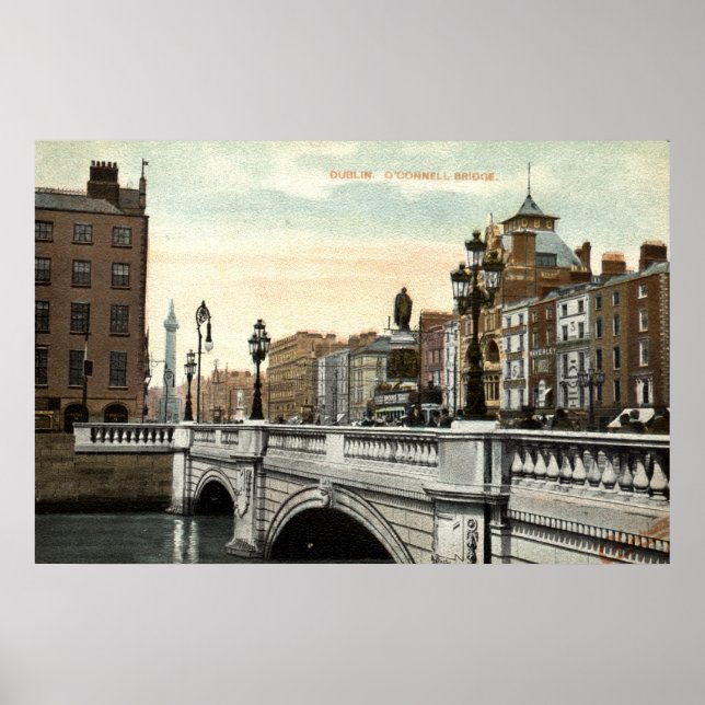 Pôster Ponte O'Connell, Dublin, Irlanda, 1915 Vintage (Frente)