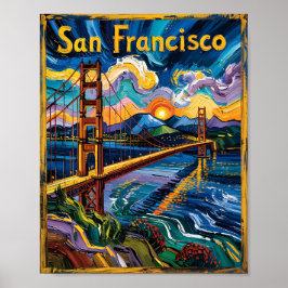 Poster Ponte Ouro do Estilo Van Gogh San Francisco