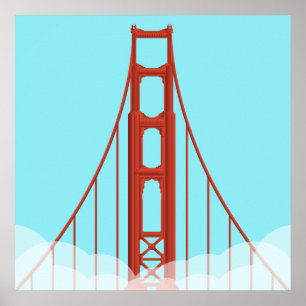 Poster Ponte Ouro Icônica de São Francisco Illustra