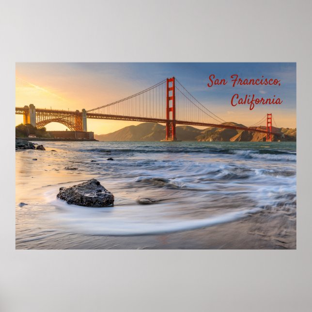 Poster Ponte ouro-Portão em São Francisco ao pôr do sol (Frente)