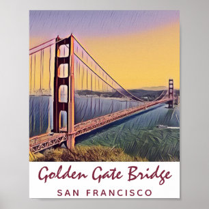 Poster Ponte ouro Portão San Francisco Vintage Pintura