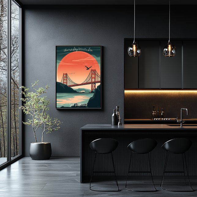 Poster Ponte ouro - Silhueta Sunset Minimalista (Criador carregado)