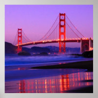 Ponte ouro sobre Baker Beach no Sundown