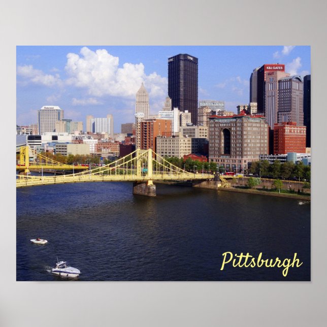 Poster Ponte Pittsburgh Skyline Alegheny River Clemente (Frente)