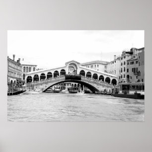 Pôster Ponte preto e branco de Rialto, Veneza
