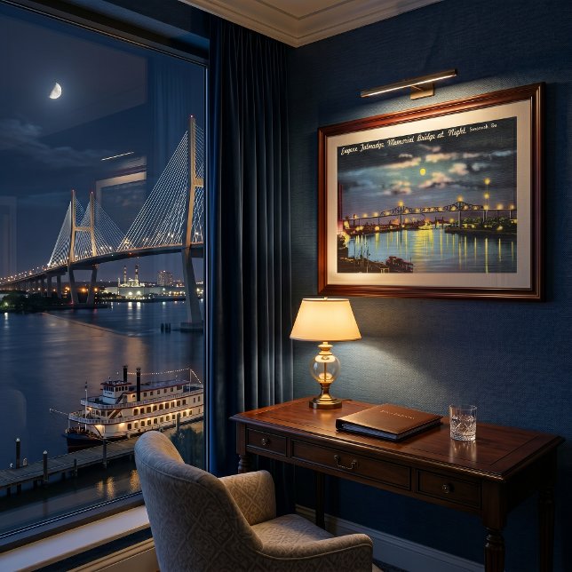 Poster Ponte Retro Talmadge à Noite Savannah GA (Criador carregado)