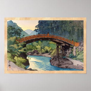 Pôster Ponte sagrada em Nikko Hiroshi Yoshida hanga art