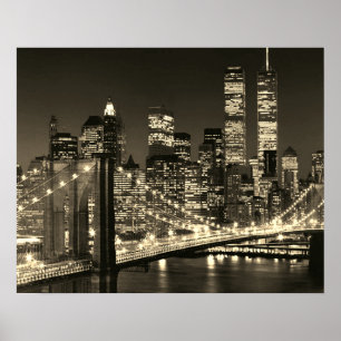 Poster Ponte Sepia Brooklyn Noite de Nova York