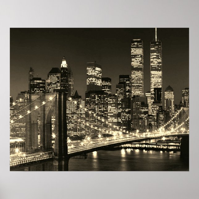 Poster Ponte Sepia Brooklyn Noite de Nova York (Frente)