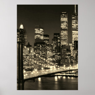 Poster Ponte Sepia Brooklyn Noite de Nova York
