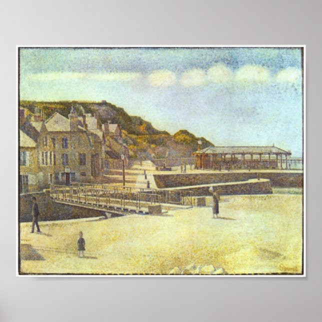 Poster Ponte Seurat e porto de Port-en-Bessin (Frente)