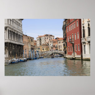 Poster Ponte sobre um canal, canal grande, Veneza, Italia