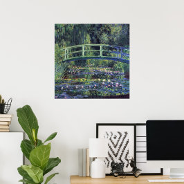 Pôster Ponte sobre Waterlily Pond por Claude Monet