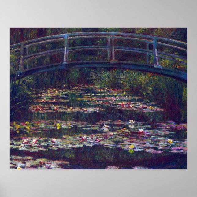Pôster Ponte sobre Waterlily Pond por Claude Monet (Frente)