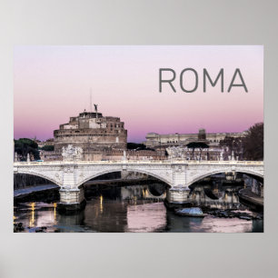 Poster Ponte Sunset de Castel Sant'Angelo, Itália, Roma
