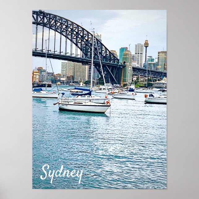 Poster Ponte Sydney Harbor com iates (Frente)