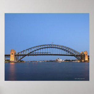 Poster Ponte Sydney Harbor e Ópera ao anoitecer