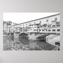Poster Ponte Vecchio Black and White Sketch