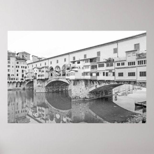Poster Ponte Vecchio Black and White Sketch (Frente)