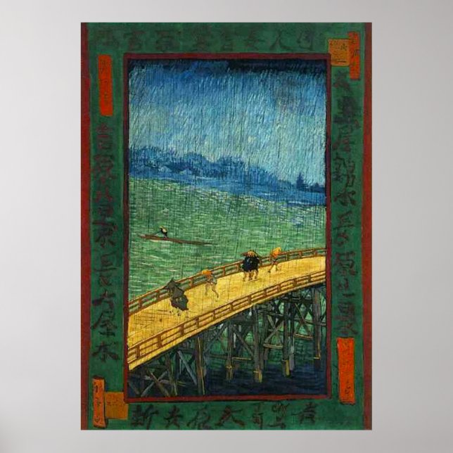 Pôster Ponte Vincent van Gogh em Chuva (após Hiroshige) (Frente)