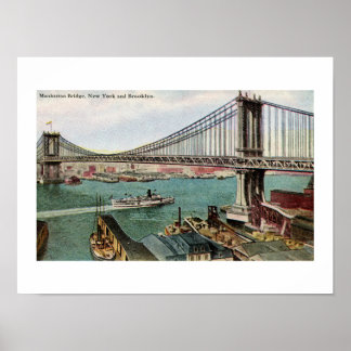 Poster Ponte Vintage Manhattan, Hudson, Brooklyn NYC