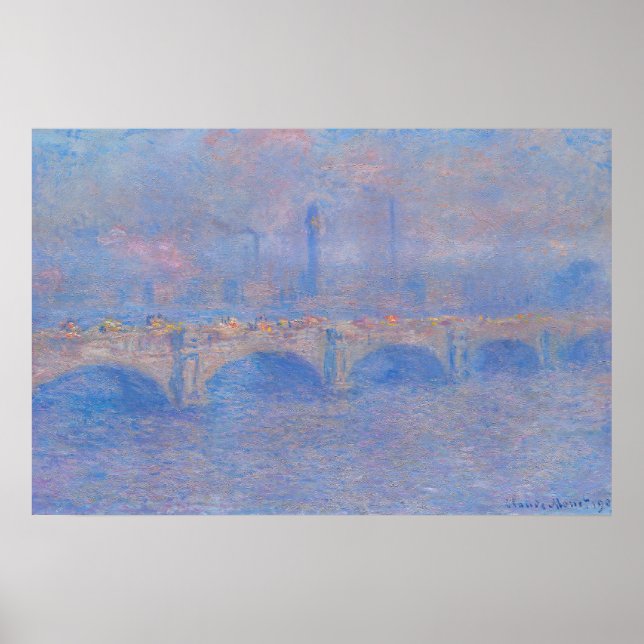 Poster Ponte Waterloo, Efeito de Mist por Claude Monet (Frente)