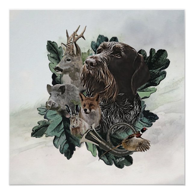 Pôster Ponteiro alemão Wirehaired (Frente)