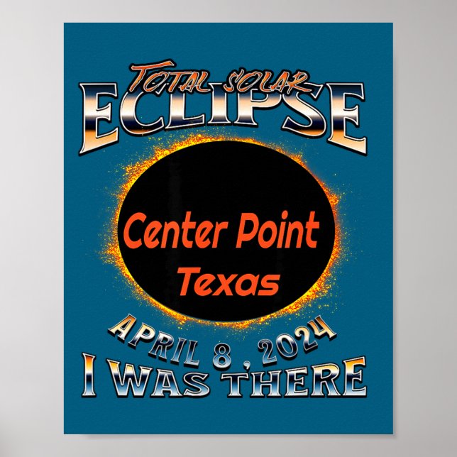 Poster Ponto Central do Eclipse Solar I Texas (Frente)