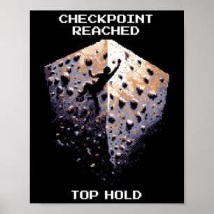 Poster Ponto de Checagem Atingido – Pixel Art de Subida a