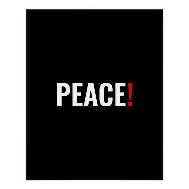 Pôster Ponto de exclamação da paz negro, vermelho-branco, (Frente)