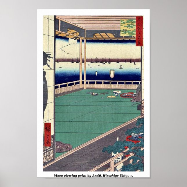 Poster Ponto de vista da Lua de Andō, Hiroshige Ukiyo-e. (Frente)