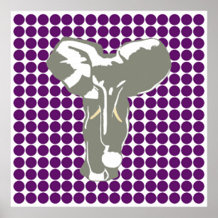 Pôster Ponto do safari da violeta africana com elefante