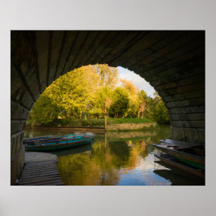 Poster Pontões Tradicionais de Oxford sob a Ponte Magdale