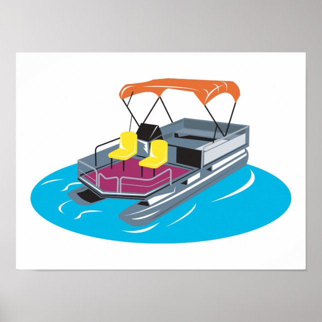 Poster Pontoon Boat Retro (Frente)