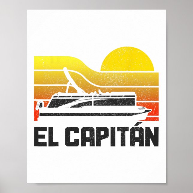 Poster Pontoon Capitan Pontooning Barco Vint (Frente)