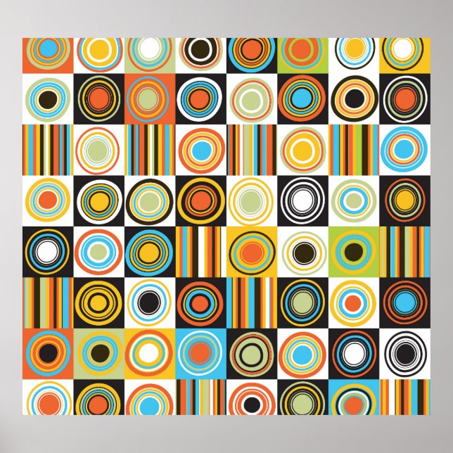 Poster Pontos coloridos, círculos, faixas de fundo. (Frente)
