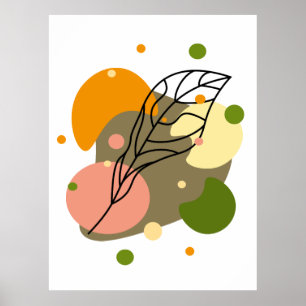 Poster Pontos de abstrato interessantes com folhas